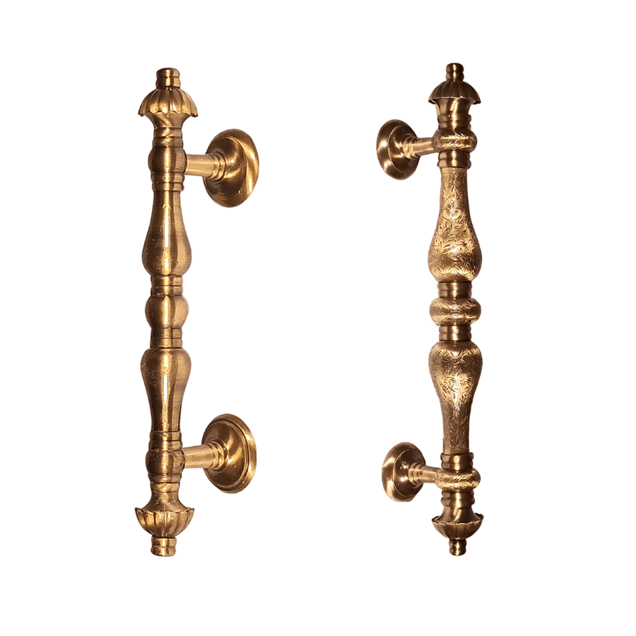 FANCY BRASS ENGRAVING DOOR HANDLE (POLISH)